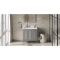 Jeffrey Alexander 36In. Grey Percival Vanity, Left Offset, Calacatta Vienna Quartz Vanity Top, Undrmnt Rctngl Bowl VKITPER36GRCQR